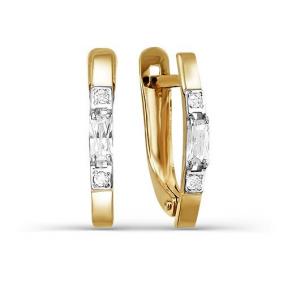 Золотые серьги КЮЗ Del'ta D123902 с фианитом D123902 фото