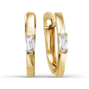 Золотые серьги КЮЗ Del'ta D123904 с фианитом D123904 фото