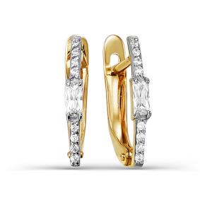 Золотые серьги КЮЗ Del'ta D123905 с фианитом D123905 фото