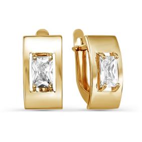 Золотые серьги КЮЗ Del'ta D123908 с фианитом D123908 фото