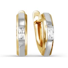 Золотые серьги КЮЗ Del'ta D123909 с фианитом D123909 фото