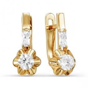 Золотые серьги КЮЗ Del'ta D123911 с фианитом D123911 фото