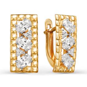 Золотые серьги КЮЗ Del'ta D123923 с фианитом D123923 фото