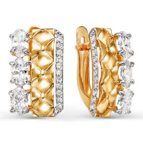 Золотые серьги КЮЗ Del'ta D123927 с фианитом D123927 фото