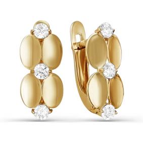 Золотые серьги КЮЗ Del'ta D123937 с фианитом D123937 фото