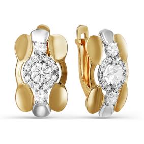 Золотые серьги КЮЗ Del'ta D123938 с фианитом D123938 фото