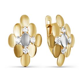 Золотые серьги КЮЗ Del'ta D123939 с фианитом D123939 фото