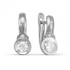 Серьги из белого золота КЮЗ Del'ta D123973 с фианитом D123973 фото