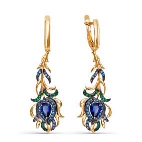 Золотые серьги КЮЗ Del'ta D123986 с фианитом D123986 фото