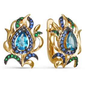 Золотые серьги КЮЗ Del'ta D123987 с фианитом D123987 фото