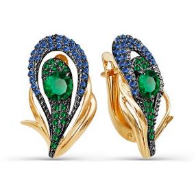 Золотые серьги КЮЗ Del'ta D123993 с кварцем D123993 фото