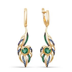 Золотые серьги КЮЗ Del'ta D123994 с фианитом и кварцем D123994 фото