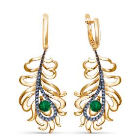 Золотые серьги КЮЗ Del'ta D123996 с фианитом D123996 фото