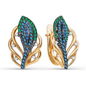 Золотые серьги КЮЗ Del'ta D124007 с фианитом D124007 фото