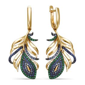 Золотые серьги КЮЗ Del'ta D124015 с кварцем D124015 фото