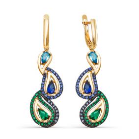 Золотые серьги КЮЗ Del'ta D124019 с фианитом D124019 фото