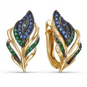 Золотые серьги КЮЗ Del'ta D124021 с фианитом D124021 фото