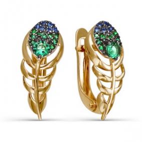 Золотые серьги КЮЗ Del'ta D124022 с фианитом D124022 фото