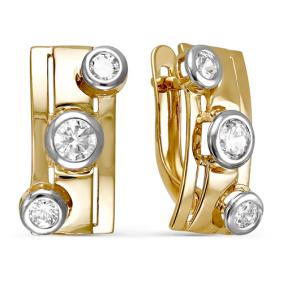 Золотые серьги КЮЗ Del'ta D124026 с фианитом D124026 фото
