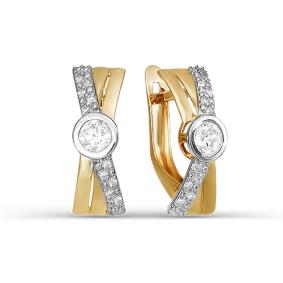 Золотые серьги КЮЗ Del'ta D124028 с фианитом D124028 фото