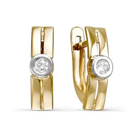 Золотые серьги КЮЗ Del'ta D124031 с фианитом D124031 фото