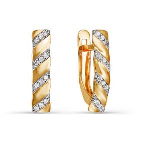 Золотые серьги КЮЗ Del'ta D124034 с фианитом D124034 фото