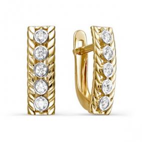 Золотые серьги КЮЗ Del'ta D124037 с фианитом D124037 фото