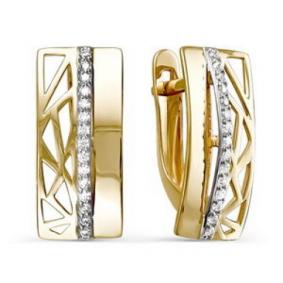 Золотые серьги КЮЗ Del'ta D124039 с фианитом D124039 фото