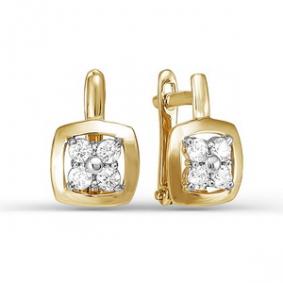 Золотые серьги КЮЗ Del'ta D124082 с фианитом D124082 фото