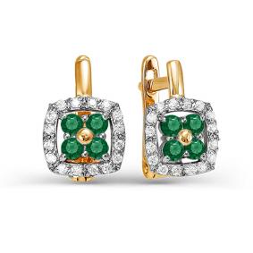 Золотые серьги КЮЗ Del'ta D124085 с фианитом D124085 фото