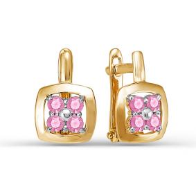 Золотые серьги КЮЗ Del'ta D124089 с фианитом D124089 фото