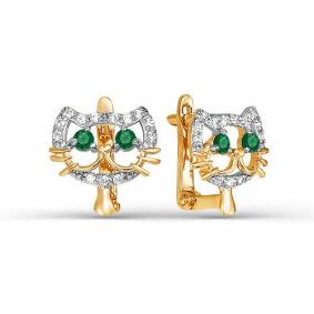 Золотые серьги КЮЗ Del'ta D124094 с фианитом D124094 фото