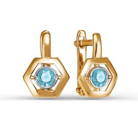 Золотые серьги КЮЗ Del'ta D124114 с фианитом D124114 фото