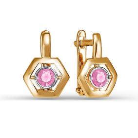 Золотые серьги КЮЗ Del'ta D124115 с фианитом D124115 фото