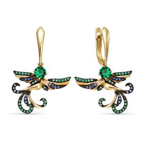 Золотые серьги КЮЗ Del'ta D124133 с фианитом D124133 фото