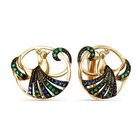 Золотые серьги КЮЗ Del'ta D124136 с фианитом D124136 фото