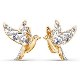 Золотые серьги КЮЗ Del'ta D124141 с фианитом D124141 фото