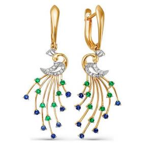 Золотые серьги КЮЗ Del'ta D124144 с фианитом и кварцем D124144 фото