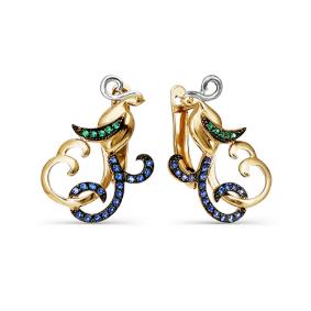 Золотые серьги КЮЗ Del'ta D124145 с кварцем D124145 фото