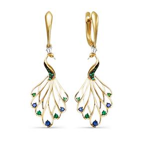 Золотые серьги КЮЗ Del'ta D124146 с фианитом D124146 фото