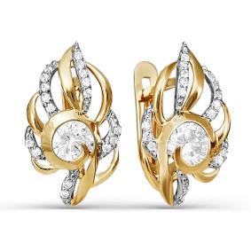 Золотые серьги КЮЗ Del'ta D124183 с фианитом D124183 фото