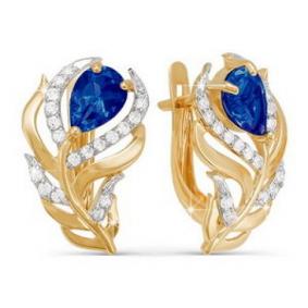 Золотые серьги КЮЗ Del'ta D124216-ф с фианитом D124216-ф фото