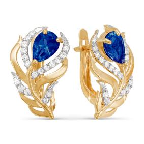 Золотые серьги КЮЗ Del'ta D124216 с фианитом D124216 фото