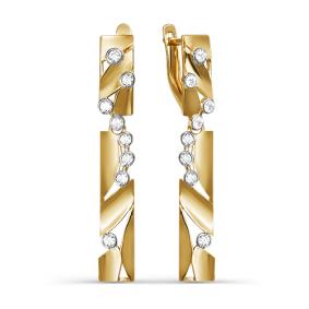 Золотые серьги КЮЗ Del'ta D124253 с фианитом D124253 фото