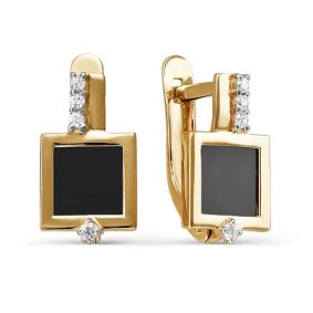 Золотые серьги КЮЗ Del'ta D124255 с фианитом D124255 фото
