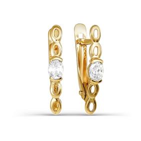 Золотые серьги КЮЗ Del'ta D124288 с фианитом D124288 фото