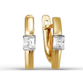 Золотые серьги КЮЗ Del'ta D124289 с фианитом D124289 фото