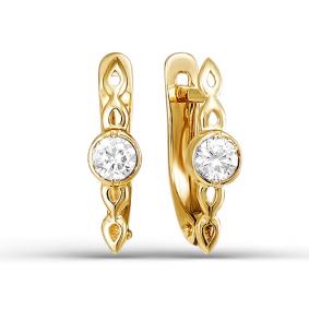 Золотые серьги КЮЗ Del'ta D124290 с фианитом D124290 фото