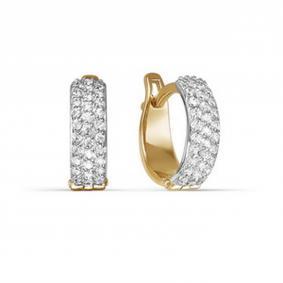 Золотые серьги КЮЗ Del'ta D124308 с фианитом D124308 фото