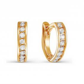 Золотые серьги КЮЗ Del'ta D124309 с фианитом D124309 фото